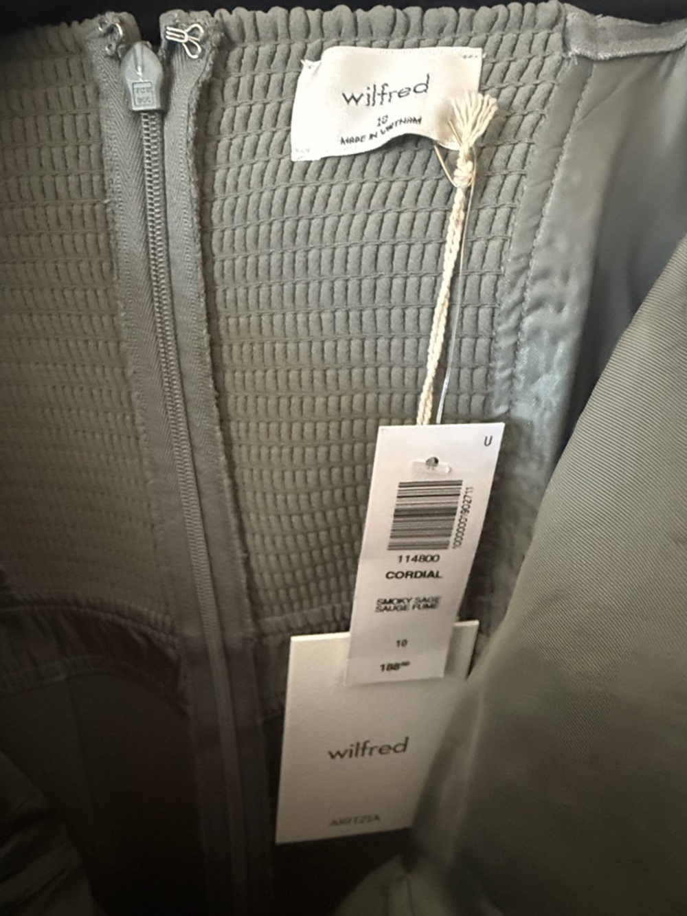 Aritzia CORDIAL CREPETTE Strapless Olive Jumpsuit - Picture 2 of 5